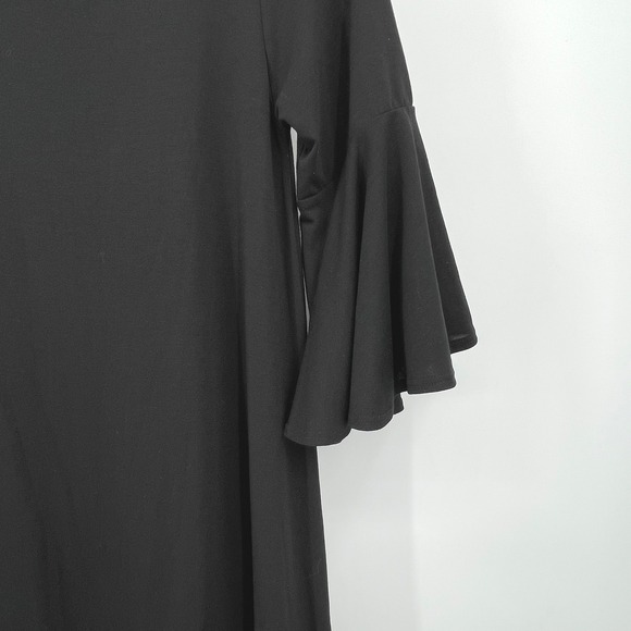 LuLaRoe Black Bell Sleeve Ruffle Hem Soft Knit Dress Womens Oversize Small - Picture 3 of 10
